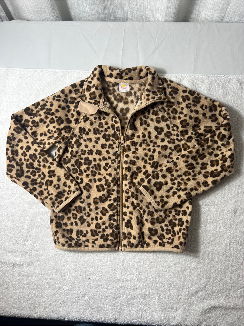 wonder nation Leopard Print Fleece Jacket - Beige, Brown SIZE GIRLS 7-8